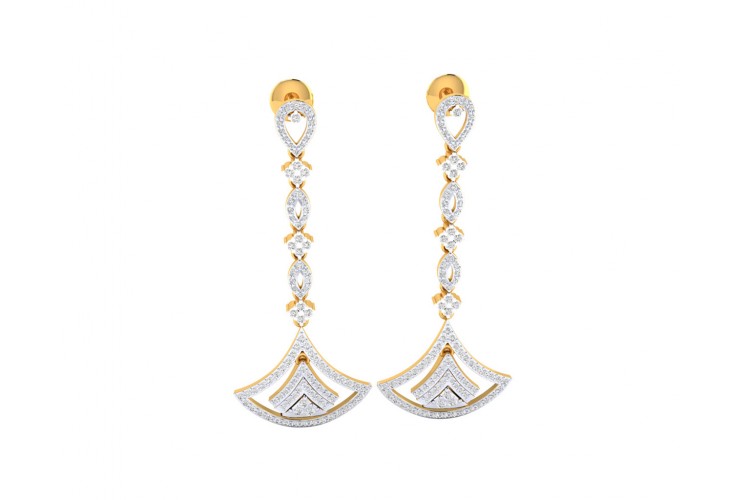Rosa Long diamond dangle earrings in gold